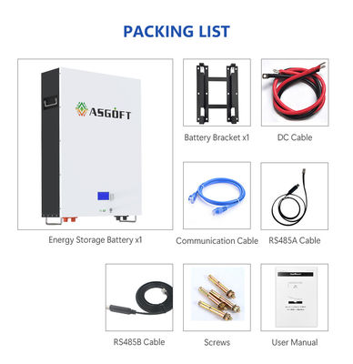 ระบบจัดเก็บพลังงานแสงอาทิตย์แบบติดผนัง Lfp 5kw 10kw 51.2v 48v 100ah Lifepo4 Powerwall Battery