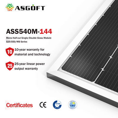 ระบบแผงโซลาร์เซลล์โมโนสองหน้าแบบใส 450w 500w 540w สำหรับบ้าน