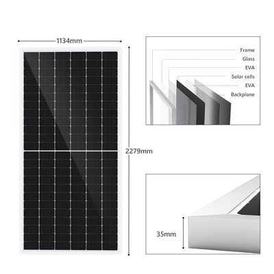 แผงเซลล์แสงอาทิตย์โมโนคริสตัลไลน์แบบติดตั้งบนหลังคา 540 วัตต์ 600w 550 Wp