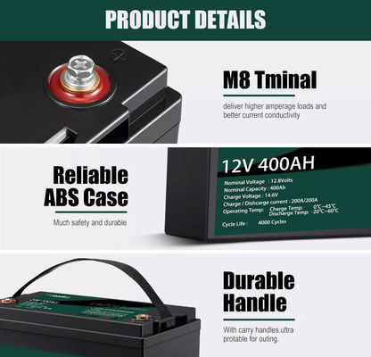 ASGOFT พลังงานแสงอาทิตย์ Lifepo4 12V แบตเตอรี่ลิเธียมแพ็ค 400ah สำหรับรถกอล์ฟ RV