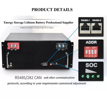 ชุดแบตเตอรี่ Lifepo4 ระดับพรีเมี่ยม 48V Deep Cycle ลิเธียมไอออน 5KWh 10KWh 50Ah 100Ah 200Ah