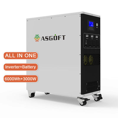 แบตเตอรี่ลิเธียมไอออนขนาด 6 กิโลวัตต์ All in One สถานีไฟฟ้าแบบพกพาไฮบริดอินเวอร์เตอร์ 3 กิโลวัตต์