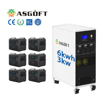 6KWH All in One สถานีไฟฟ้าพกพา Lifepo4 off Grid 3kw Hybrid Inverter