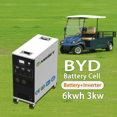 แบตเตอรี่ 6Kwh lifepo4 และอินเวอร์เตอร์ 3KW ธนาคารพลังงานแบบพกพาที่ชาร์จกลางแจ้ง