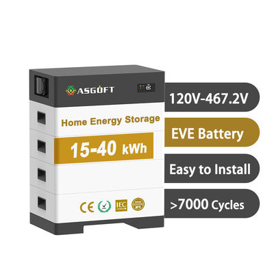 การเก็บพลังงานในบ้านที่สะสมได้ 15kwh - 40kwh ราฟ LifePo4 สําหรับระบบพลังงานแสงอาทิตย์แบบไฮบริด