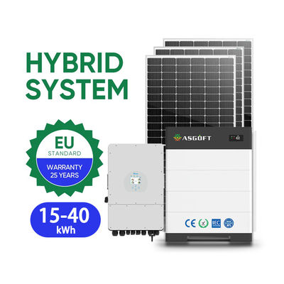 การเก็บพลังงานในบ้านที่สะสมได้ 15kwh - 40kwh ราฟ LifePo4 สําหรับระบบพลังงานแสงอาทิตย์แบบไฮบริด