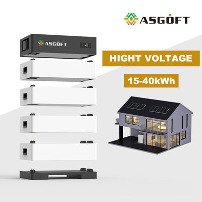 เครื่องผลิตพลังแสงอาทิตย์แรงสูง 100Ah 15kwh-40kw แบตเตอรี่ที่เก็บพลังงานที่สะสมได้ 100Ah แบตเตอรี่ไอออนลิตียมสําหรับบ้าน