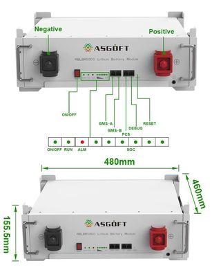 BYD Energy Storage Stackable Server Rack ติดตั้ง 51.2 V 100Ah แบตเตอรี่ ไลฟ์โพ 4