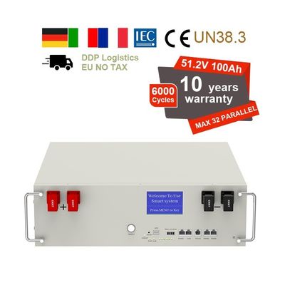 51.2V 100Ah แบตเตอรี่ Lifepo4 ขนาด 5kWh พร้อม BMS เซอร์เวอร์ แรค สําหรับเก็บพลังงานในบ้าน