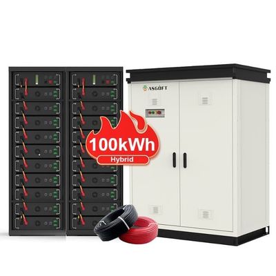 50KWH 100KWH Off Grid โลตติจ์สูง โซลูชั่นเก็บพลังงานอุตสาหกรรมเพื่อการค้า